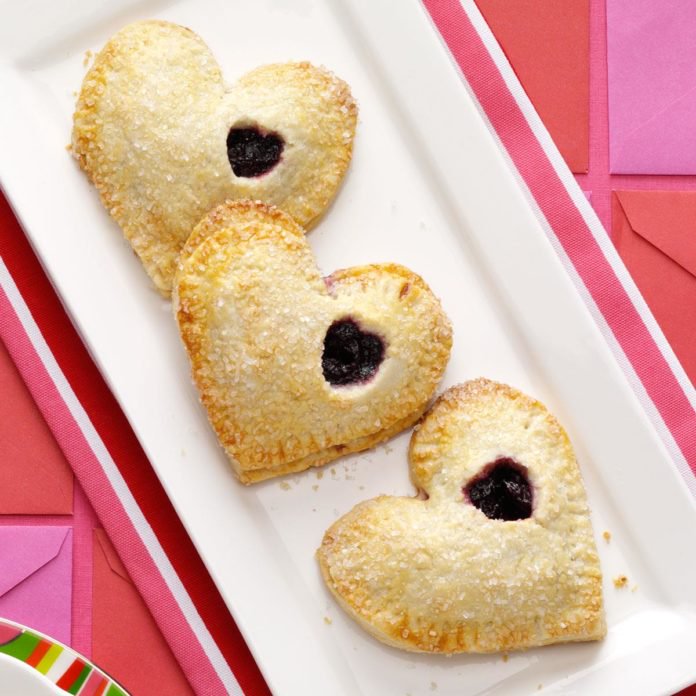 Mini heart shape cherry pies